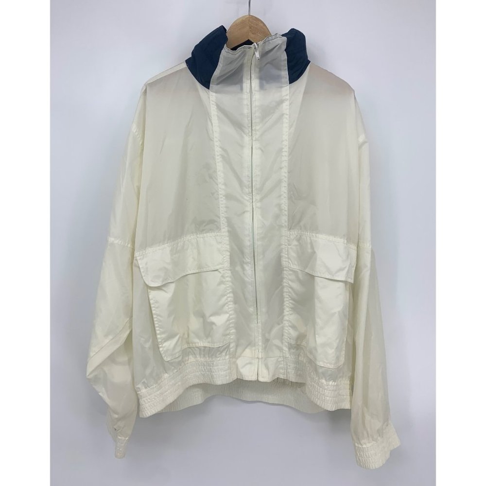 VINTAGE Haband White Collared Zip Up Windbreaker
